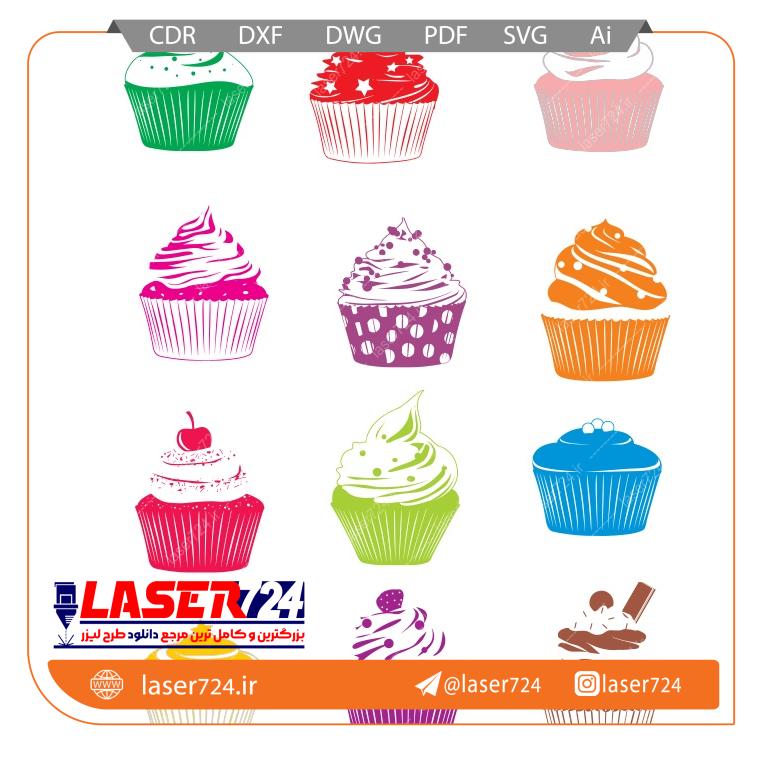 تصویر طرح لیزر وکتور کاپ کیک #1